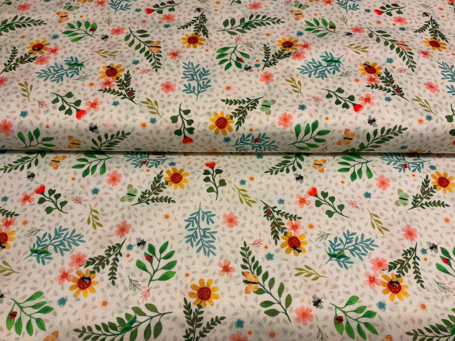 Garden Notes Spaced Floral Cream by Diane Neukirch for QT Fabrics