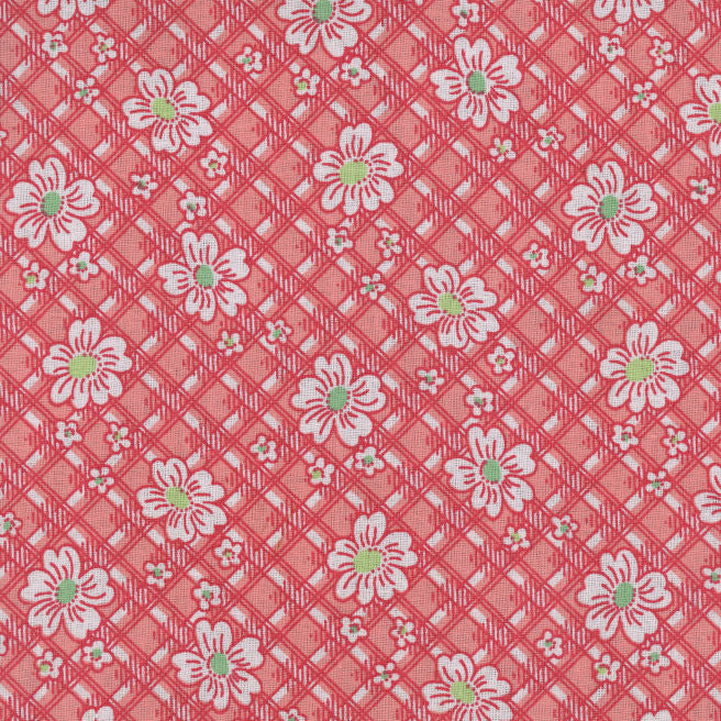 Marshall Dry Goods Coral Daisy Lattice Calico