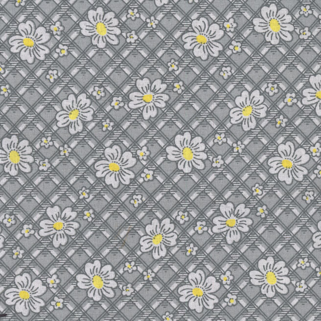 Marshall Dry Goods Gray Daisy Lattice Calico