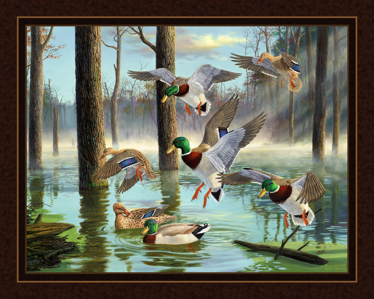 MDG Download Duck Quilt Panel 45x36 | 100% Cotton Mallard Duck Fabric | Hunting Wildlife Quilt Panel | Cabin Fabric