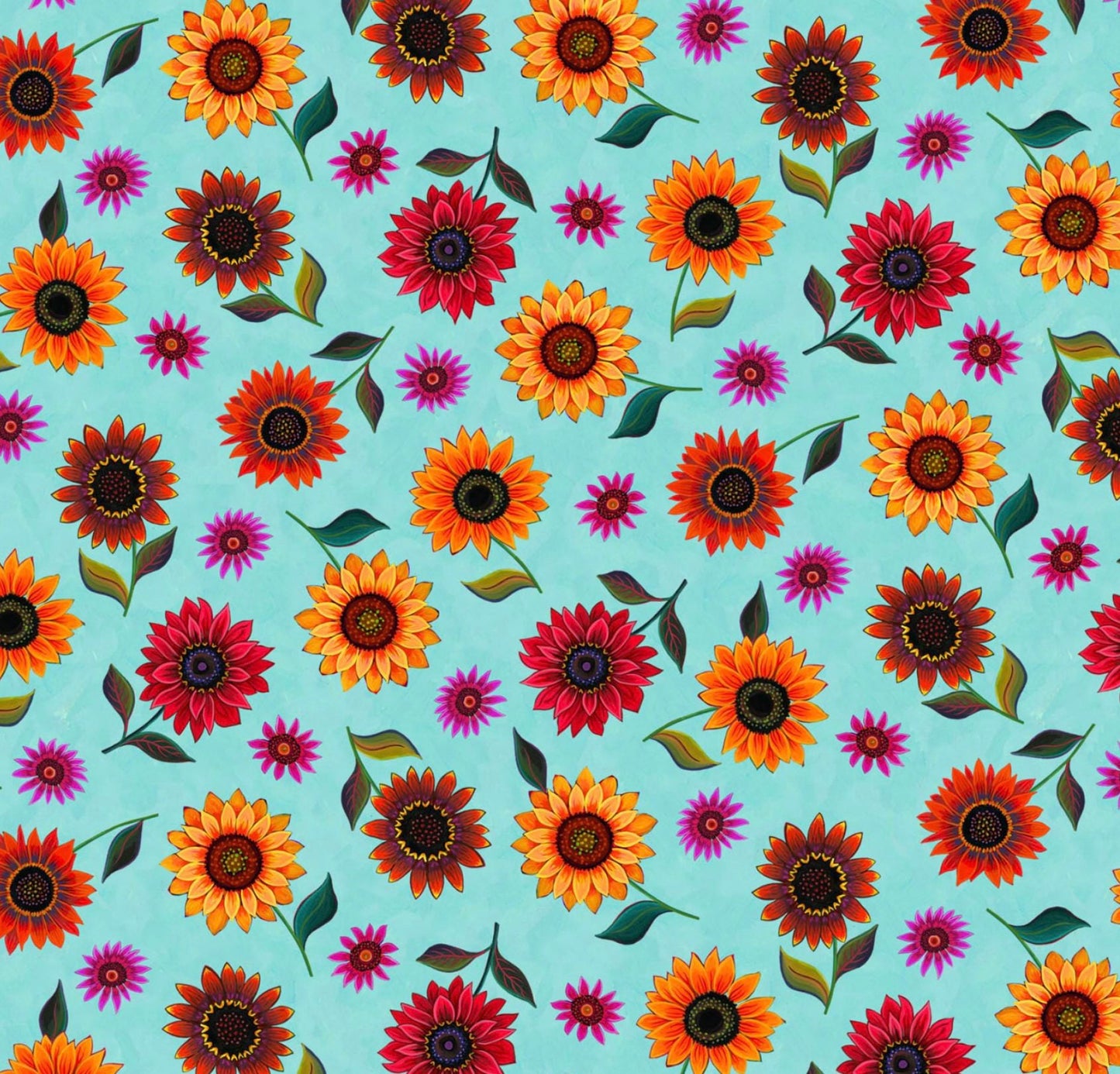 Sunflower Toss Aqua-For the Love of Sunflowers