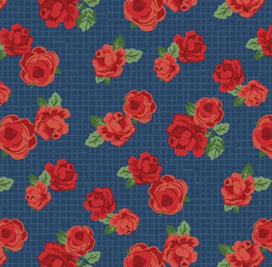 Summertime Daydream-Florals All Over Navy by Wilmington Prints
