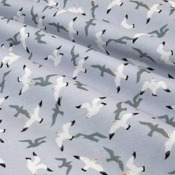 Lewis and Irene A368.1 Swanage Seagulls on Light Grey-Fat Quarter