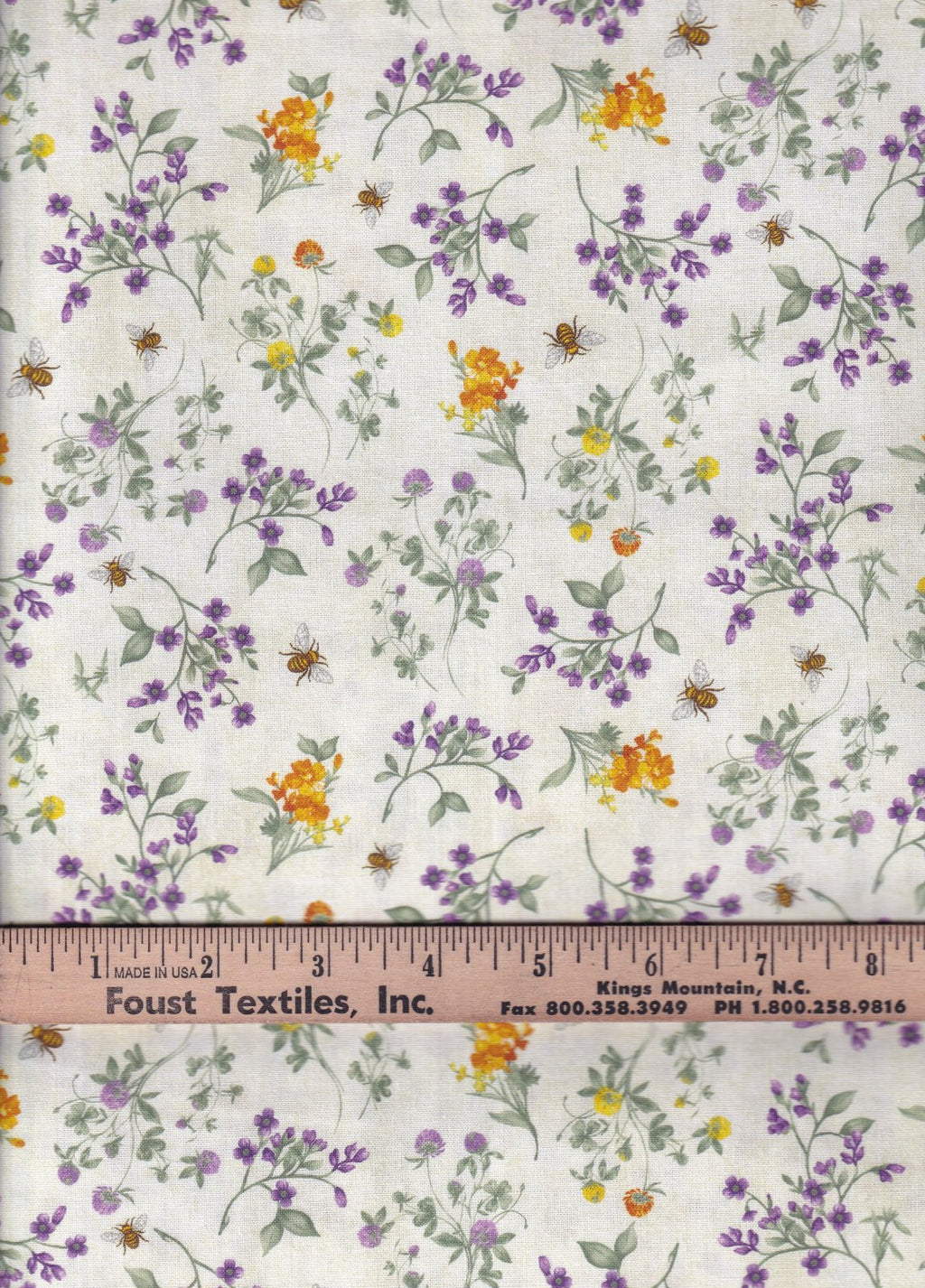 Spring Bee floral on cream