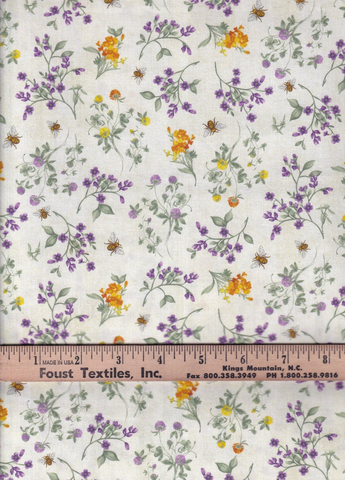 Spring Bee floral on cream