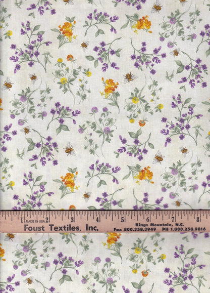 Spring Bee floral on cream