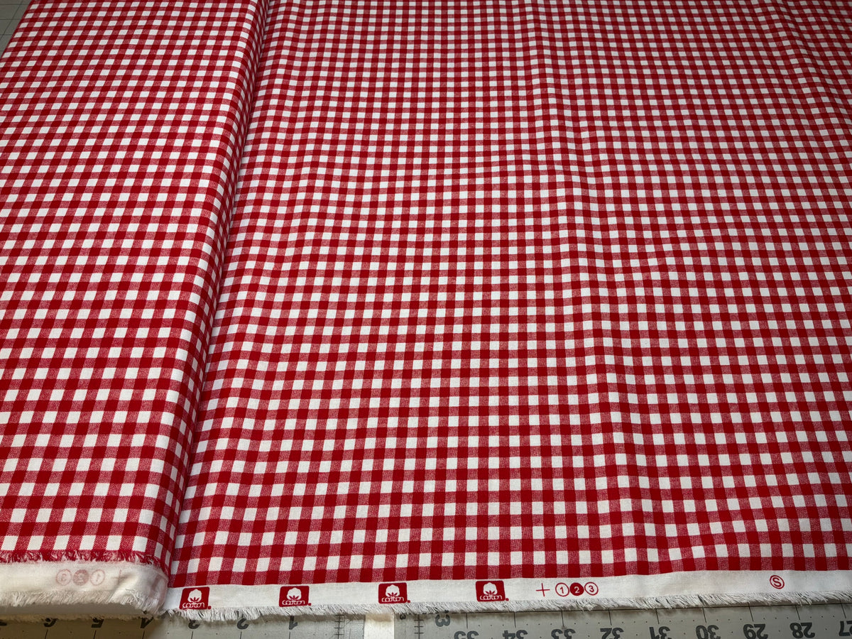 Keepsake Calico Red White Gingham Fabric 100% Cotton Small Check Quilting Fabric Farmhouse Cottage Sewing Fabric