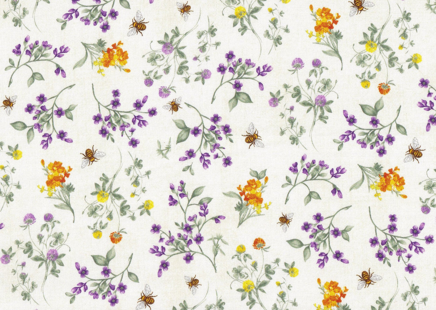 Spring Bee floral on cream