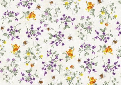 Spring Bee floral on cream