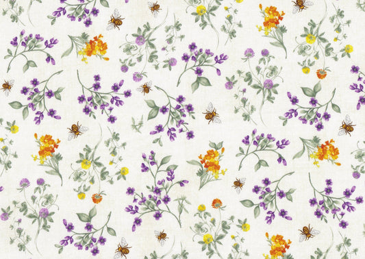 Spring Bee floral on cream