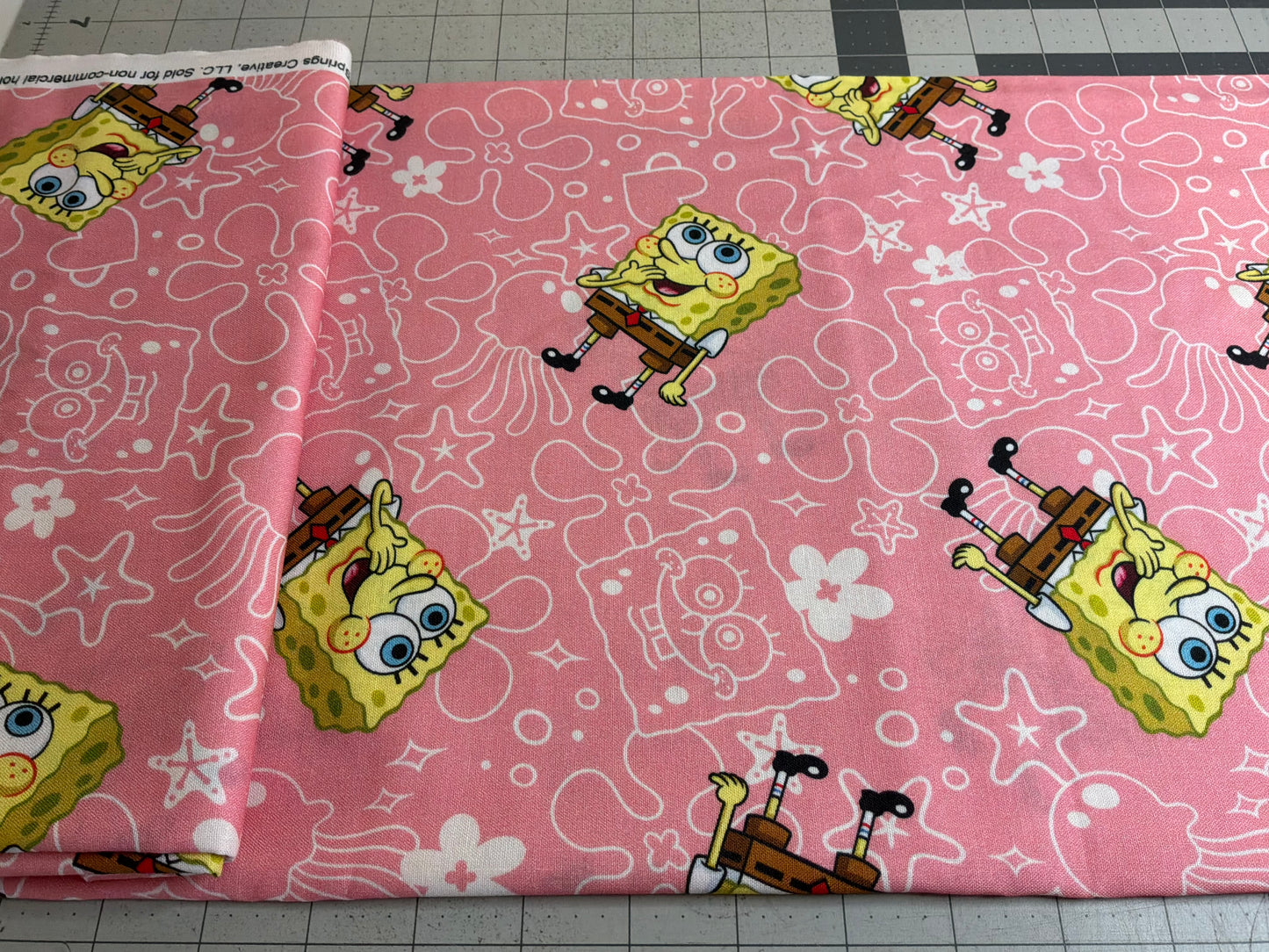 Officially Licensed SpongeBob SquarePants™ Cotton Fabric | Pink | 100% Cotton | 1 Yard Cut