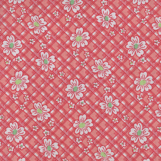 Marshall Dry Goods Coral Daisy Lattice Calico