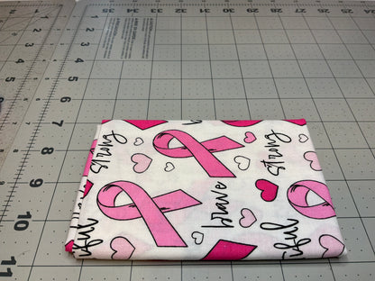 Breast Cancer Awareness Ribbon Brave Strong Beautiful Fat Quarter