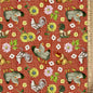David Textiles Farmhouse Gingham DX-1777-4C Roosters & Florals Quilting Cotton – Red