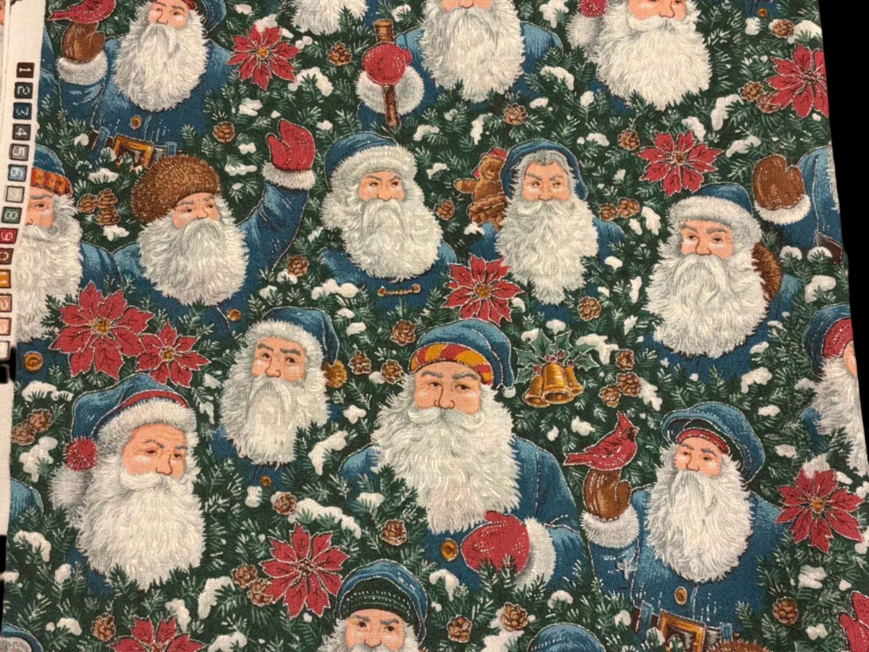Vintage Cranston Christmas Santa Fabric 3/4 yards cuts — End of Bolt