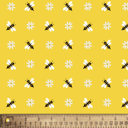 Bees and Daisy by David Textile