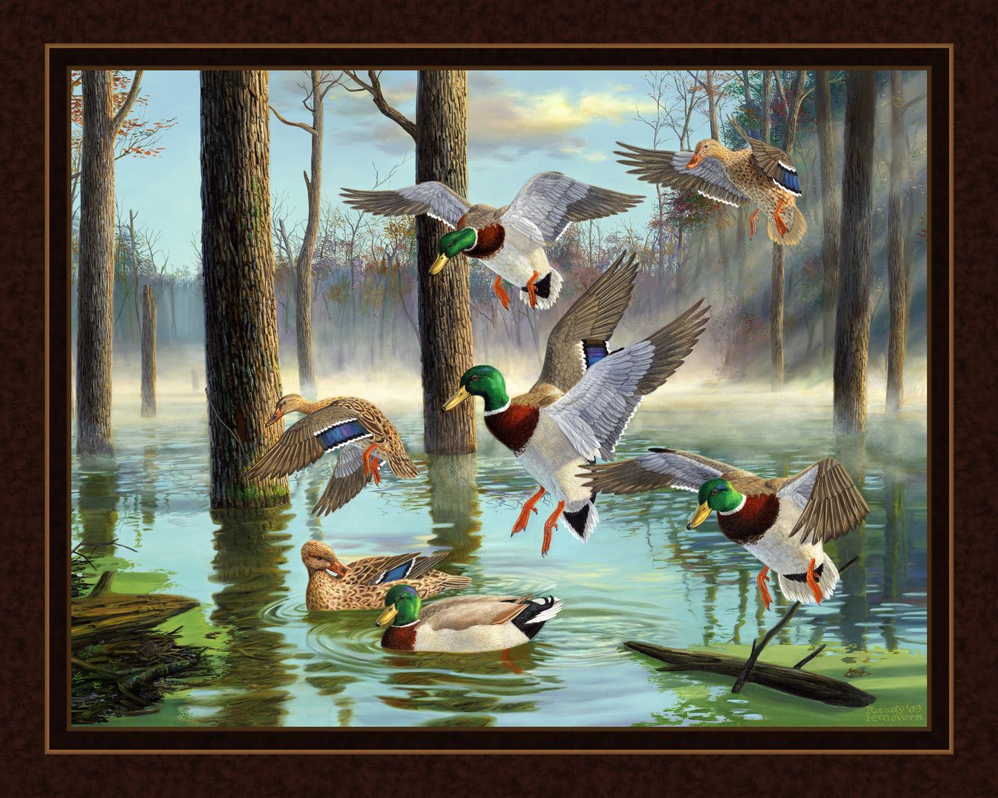 MDG Download Duck Quilt Panel 45x36 | 100% Cotton Mallard Duck Fabric | Hunting Wildlife Quilt Panel | Cabin Fabric