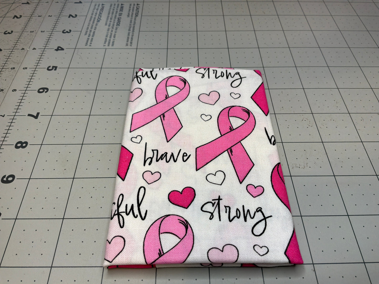 Breast Cancer Awareness Ribbon Brave Strong Beautiful Fat Quarter