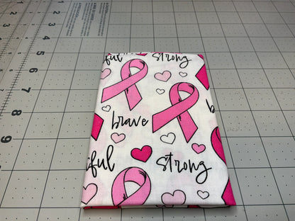 Breast Cancer Awareness Ribbon Brave Strong Beautiful Fat Quarter
