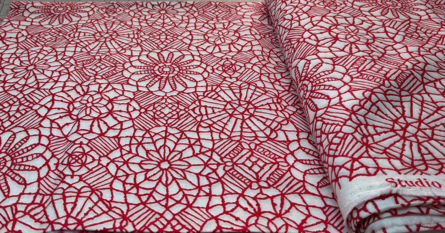 Studio E Fabrics for Quilting Treasures – Red Floral Lace