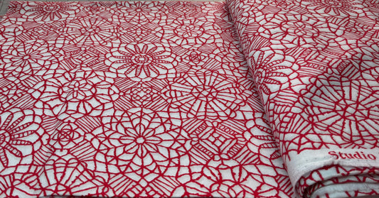 Studio E Fabrics for Quilting Treasures – Red Floral Lace