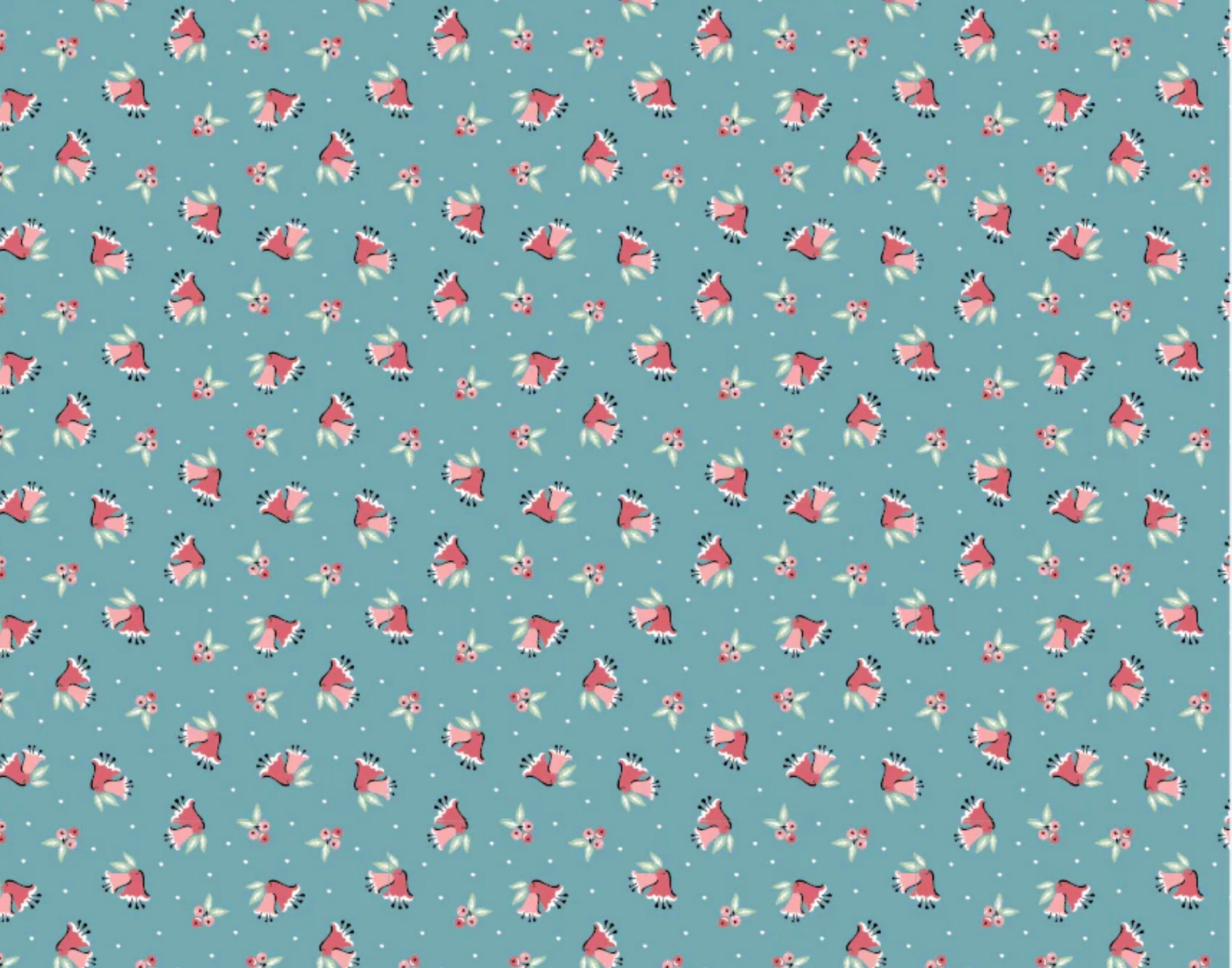 Poppie Cotton Frost & Flurry – Winter Blossoms Aqua