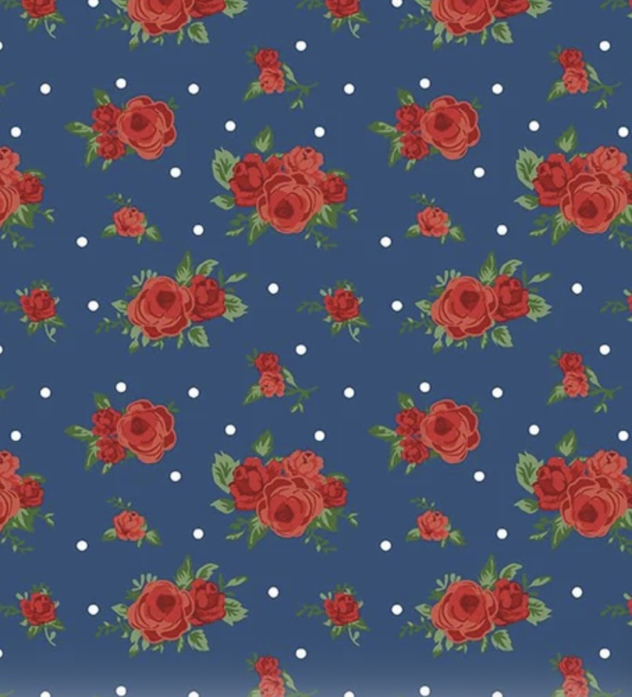 Summertime Daydream-Navy Bouquets All Over