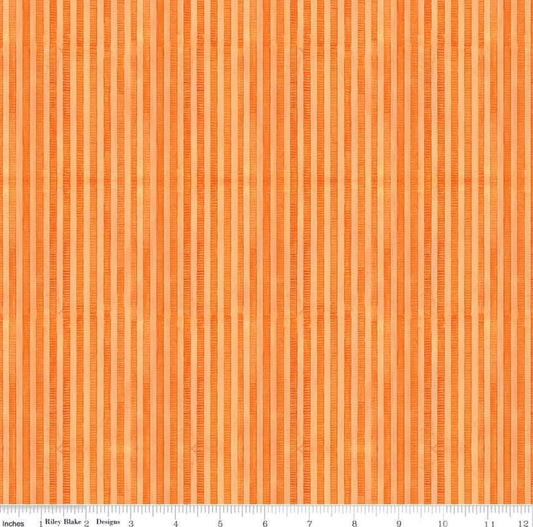 Riley Blake Ghoul Friends Orange Stripes 1/2 yard End of Bolt