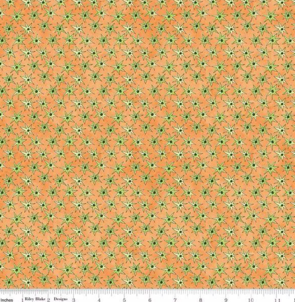Ghoul Friends Orange Stars 1/4 yard End of Bolt