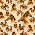 Moda Horseshoe Trail #11250 by Sara Khammash – Cream Western Cowboy & Horse Print