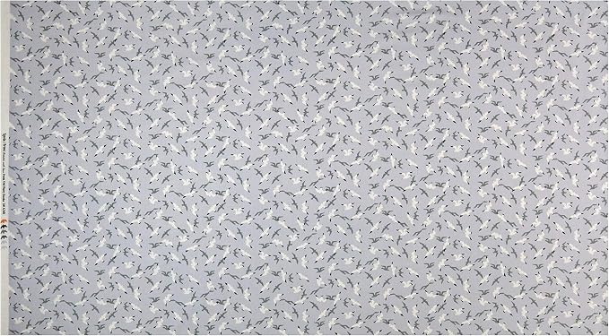 Lewis and Irene A368.1 Swanage Seagulls on Light Grey- 1 yard cut