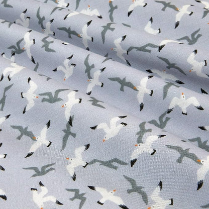 Lewis and Irene A368.1 Swanage Seagulls on Light Grey-Fat Quarter