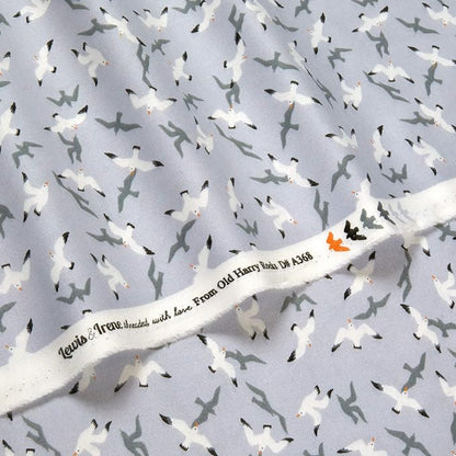 Lewis and Irene A368.1 Swanage Seagulls on Light Grey-Fat Quarter