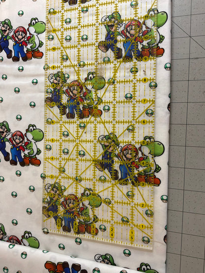 Super Mario™ Mario, Luigi & Yoshi Cotton Fabric | White | Licensed Nintendo Fabric | Sold by the Half Yard