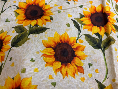 Golden Sunflowers on Cream Quilting Cotton Fabric | Cottage Floral | 100% Cotton | One-Yard Cut