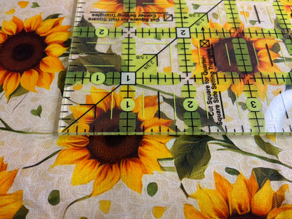 Golden Sunflowers on Cream Quilting Cotton Fabric | Cottage Floral | 100% Cotton | One-Yard Cut
