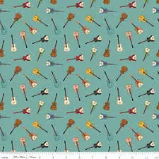 Cowboy Guitars Fabric Riley Blake 1 yard cut